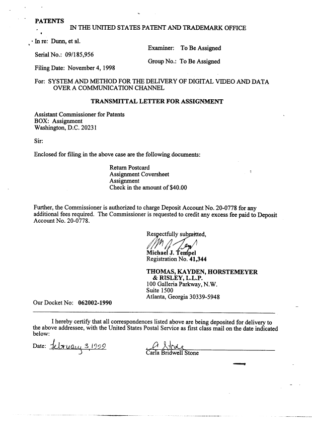 Canadian Patent Document 2308379. Assignment 20000503. Image 13 of 13