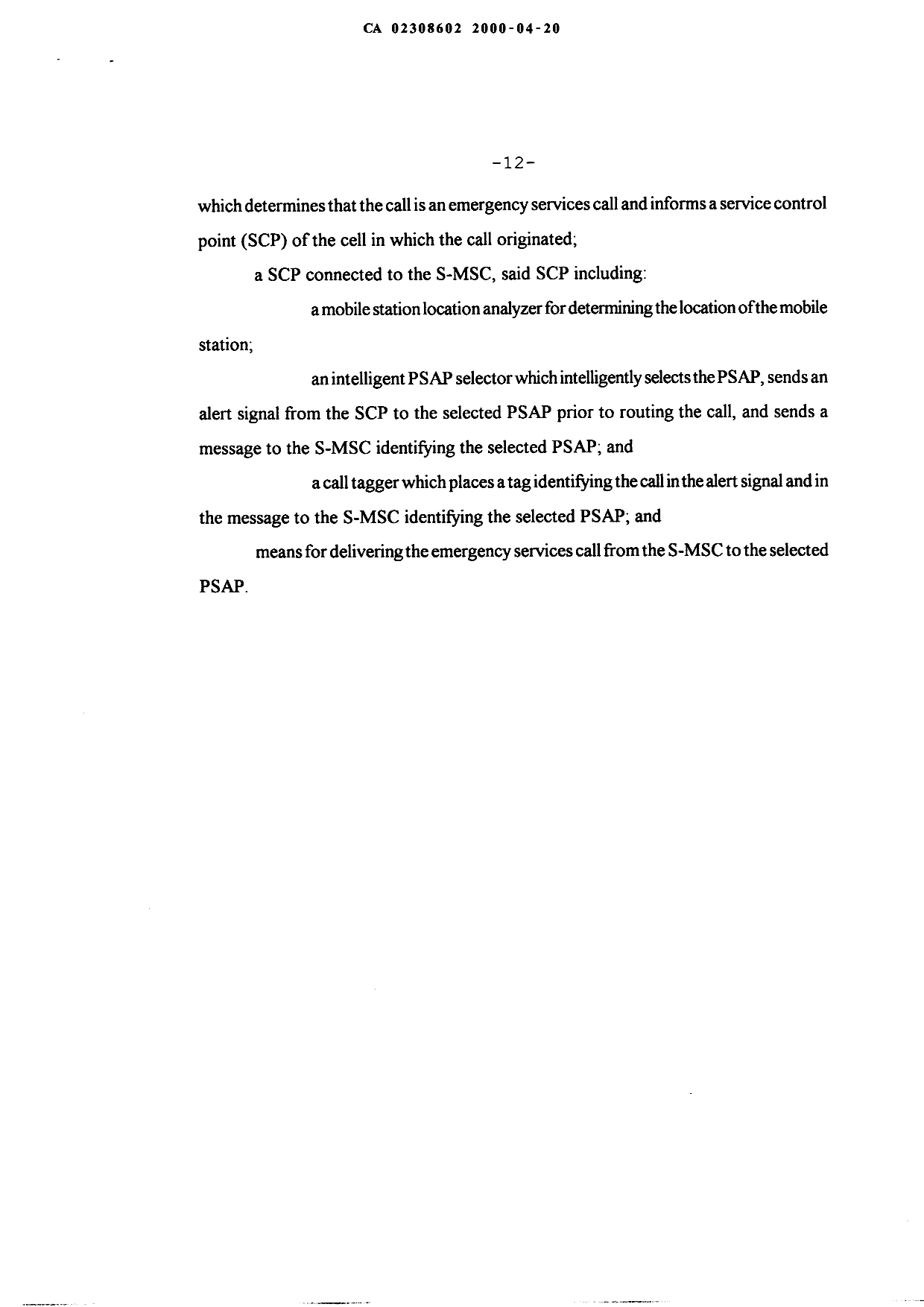 Canadian Patent Document 2308602. Prosecution-Amendment 19991220. Image 7 of 7