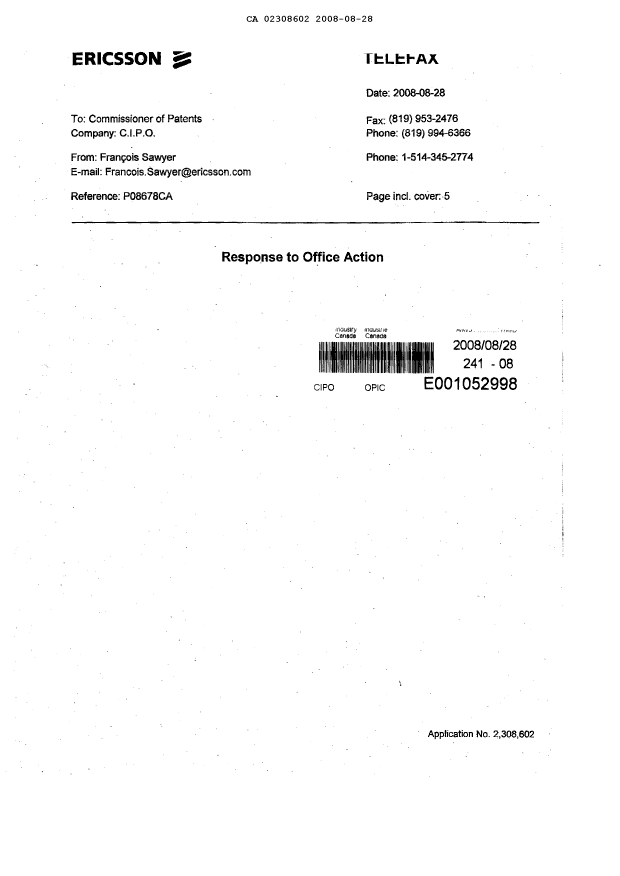Canadian Patent Document 2308602. Prosecution-Amendment 20071228. Image 5 of 5