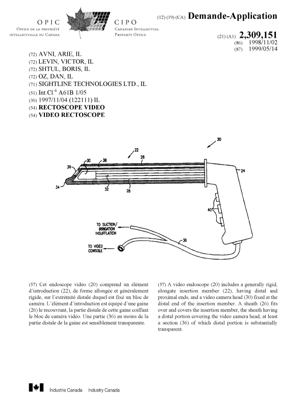 Canadian Patent Document 2309151. Cover Page 20000720. Image 1 of 1