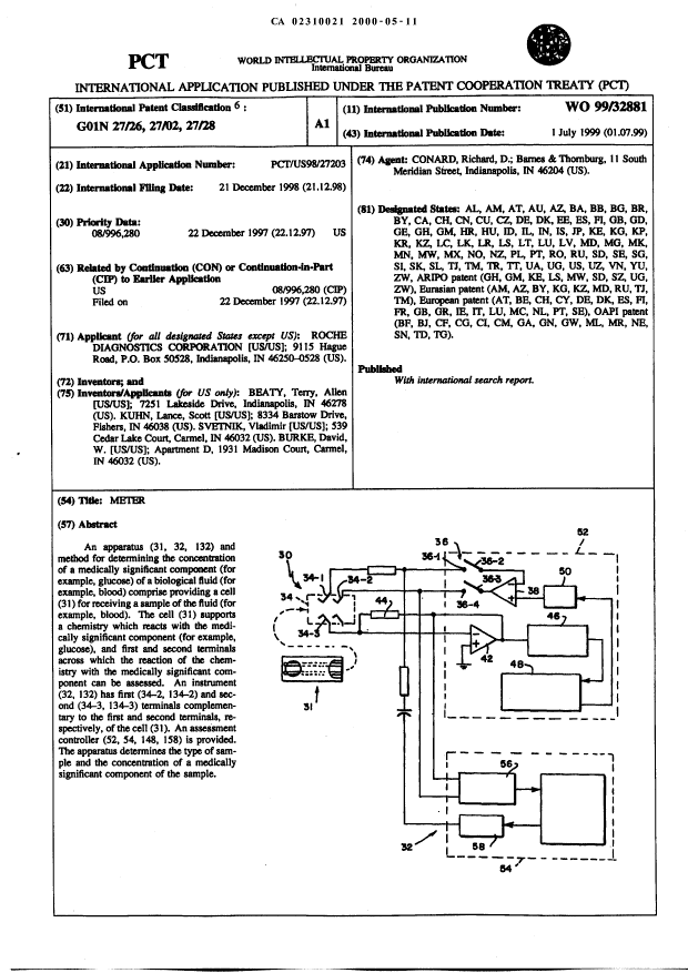 Canadian Patent Document 2310021. Abstract 20000511. Image 1 of 1