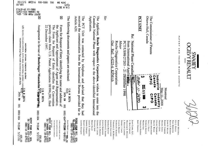 Canadian Patent Document 2310021. Assignment 20000511. Image 1 of 13