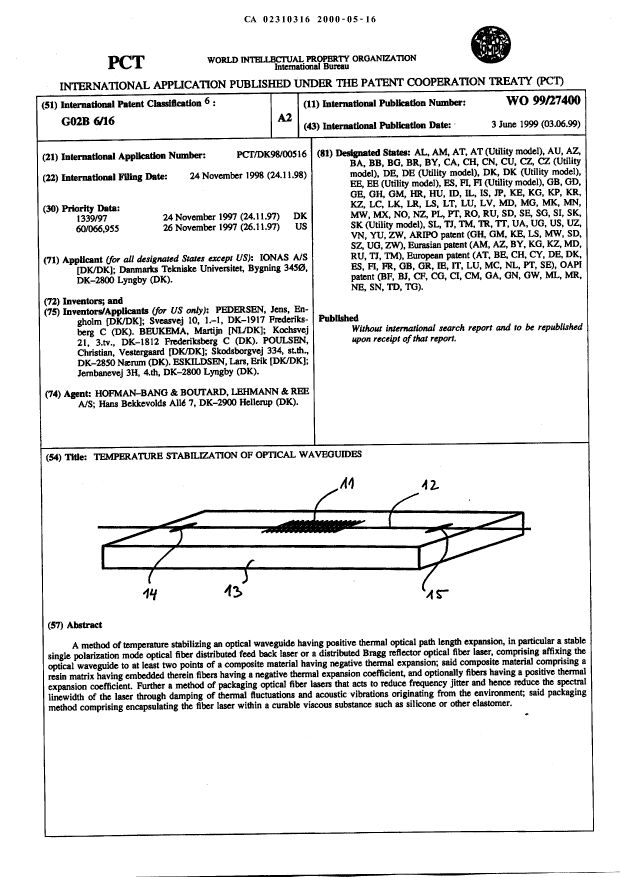 Document de brevet canadien 2310316. Abrégé 20000516. Image 1 de 1