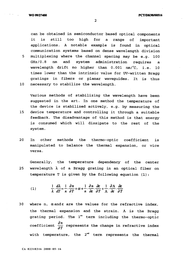 Canadian Patent Document 2310316. Description 20000516. Image 2 of 33