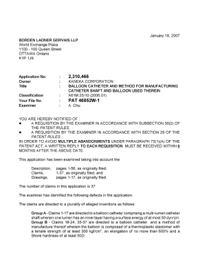 Canadian Patent Document 2310466. Prosecution-Amendment 20070118. Image 1 of 3