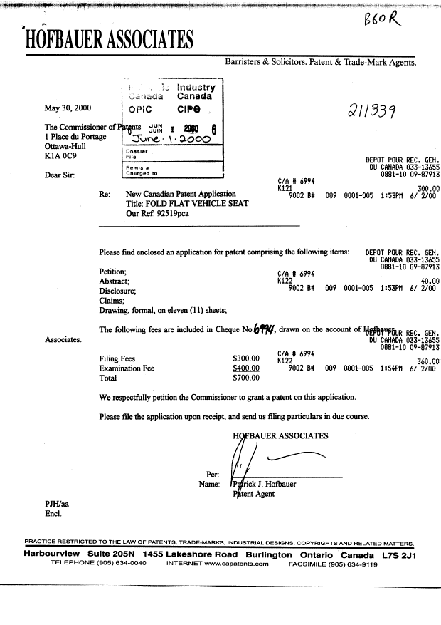 Document de brevet canadien 2310547. Cession 20000601. Image 1 de 3