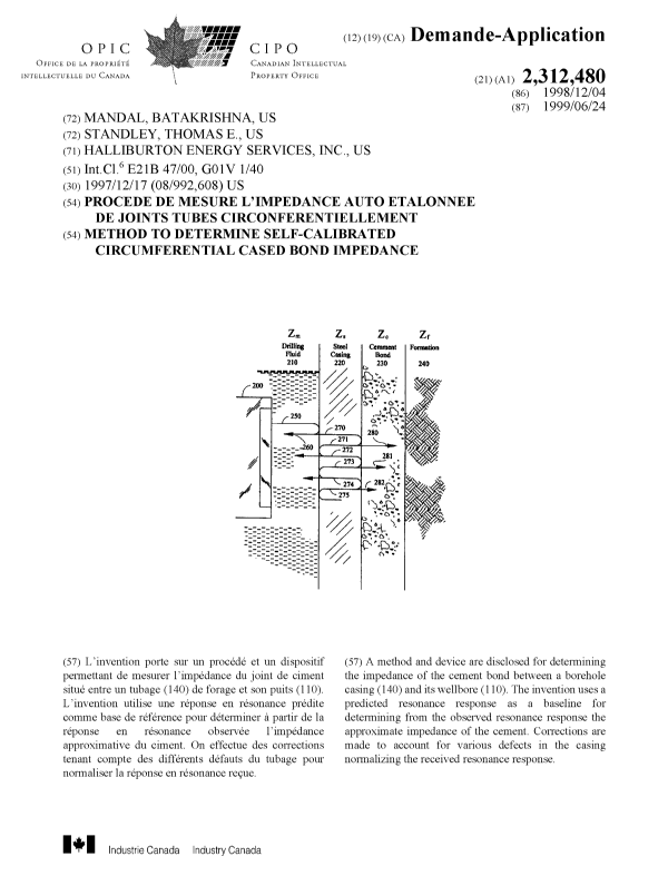 Canadian Patent Document 2312480. Cover Page 20000817. Image 1 of 1
