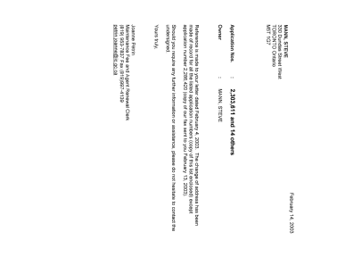 Canadian Patent Document 2313693. Correspondence 20021214. Image 1 of 1