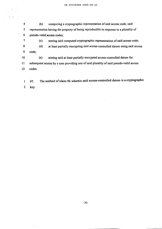 Canadian Patent Document 2314349. Prosecution-Amendment 20000612. Image 18 of 18