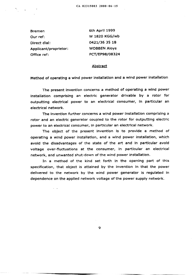 Document de brevet canadien 2315003. Abrégé 20050609. Image 1 de 1