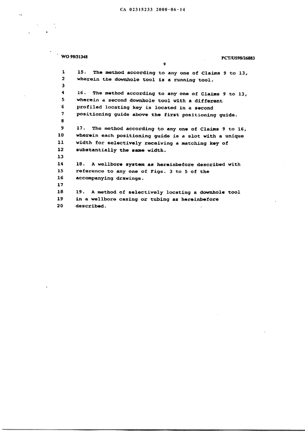 Document de brevet canadien 2315233. Revendications 20000614. Image 3 de 3