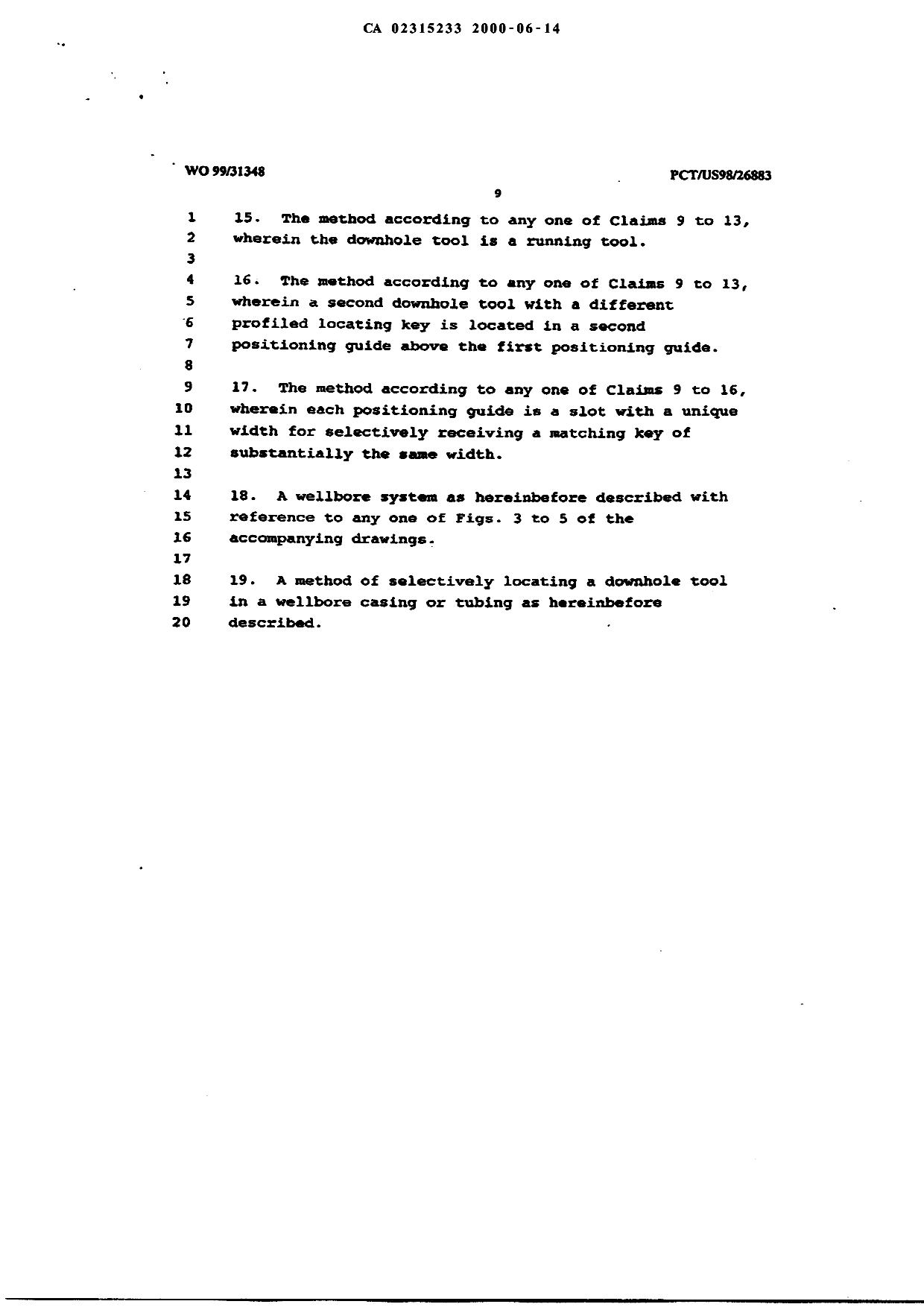 Canadian Patent Document 2315233. Claims 20000614. Image 3 of 3