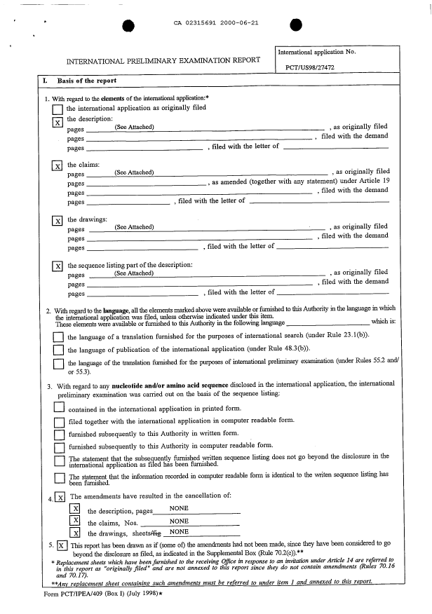 Document de brevet canadien 2315691. PCT 20000621. Image 2 de 5
