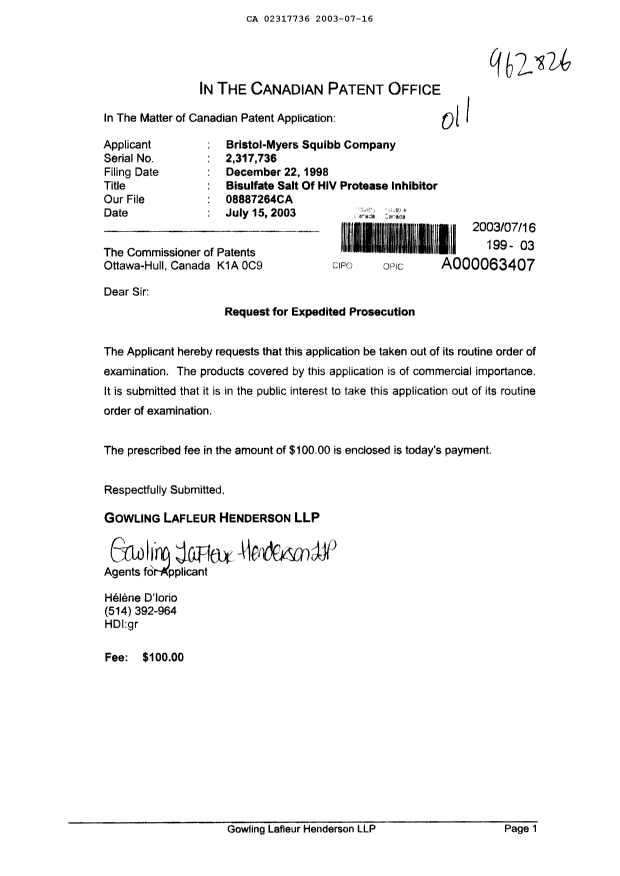 Canadian Patent Document 2317736. Prosecution-Amendment 20021216. Image 1 of 1