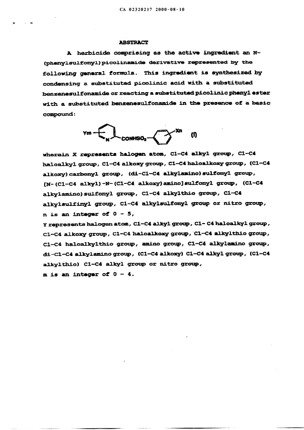 Canadian Patent Document 2320217. Abstract 20000810. Image 1 of 1