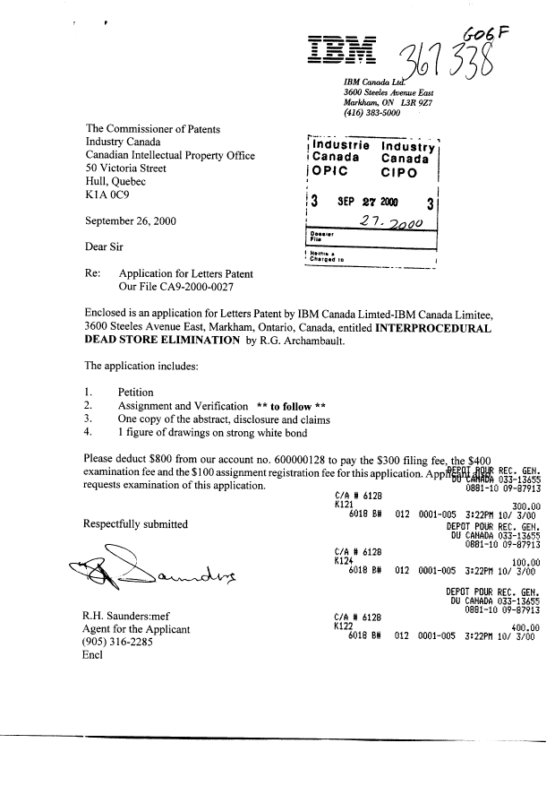 Document de brevet canadien 2321016. Cession 20000927. Image 1 de 2