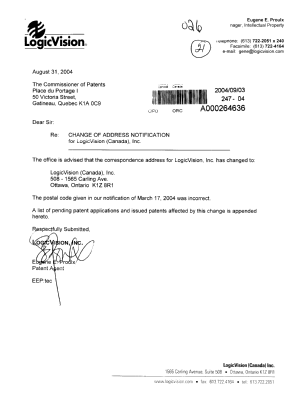 Canadian Patent Document 2321346. Correspondence 20040903. Image 1 of 2