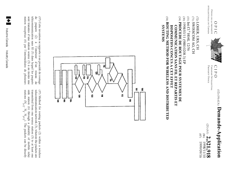 Canadian Patent Document 2321918. Cover Page 20001205. Image 1 of 2