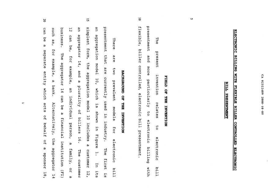 Canadian Patent Document 2322409. Description 20001005. Image 1 of 73