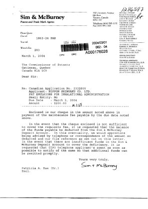 Document de brevet canadien 2322805. Taxes 20040301. Image 1 de 1