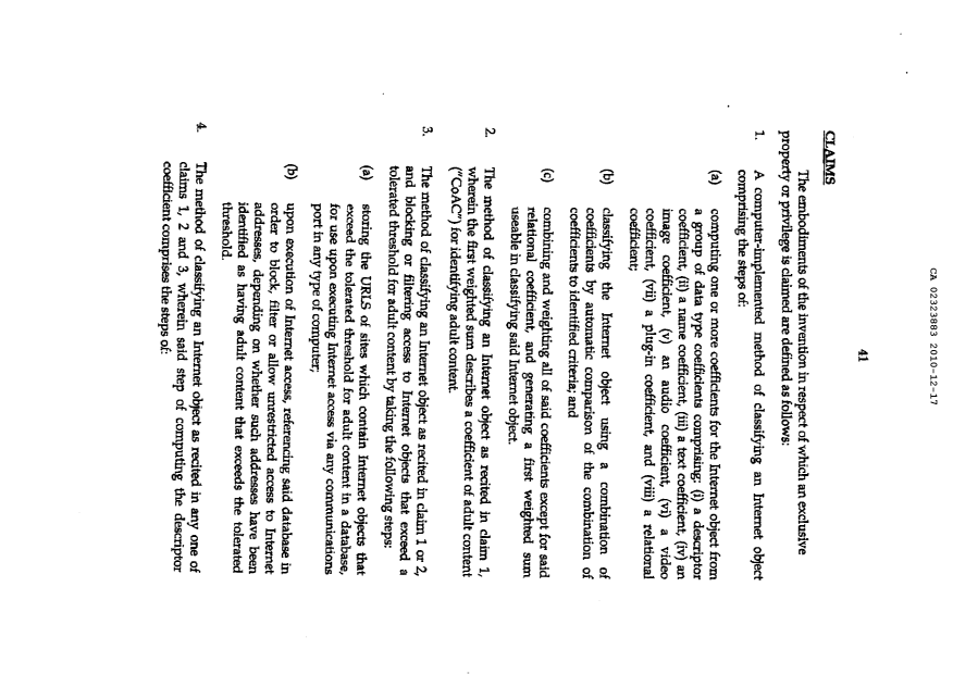 Document de brevet canadien 2323883. Revendications 20101217. Image 1 de 9