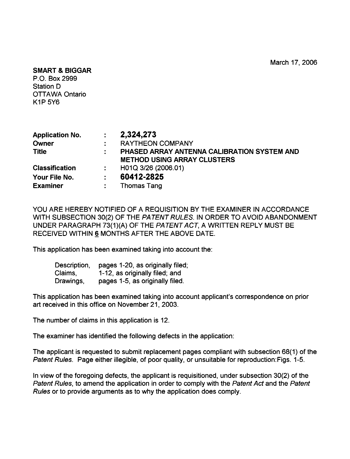 Canadian Patent Document 2324273. Prosecution-Amendment 20060317. Image 1 of 2