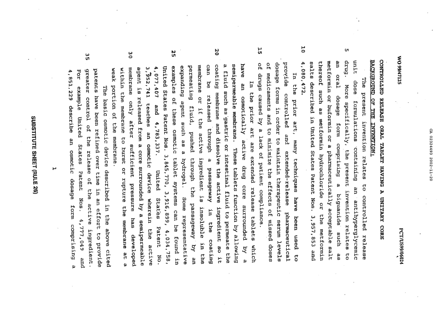 Canadian Patent Document 2324493. Description 20031124. Image 1 of 19