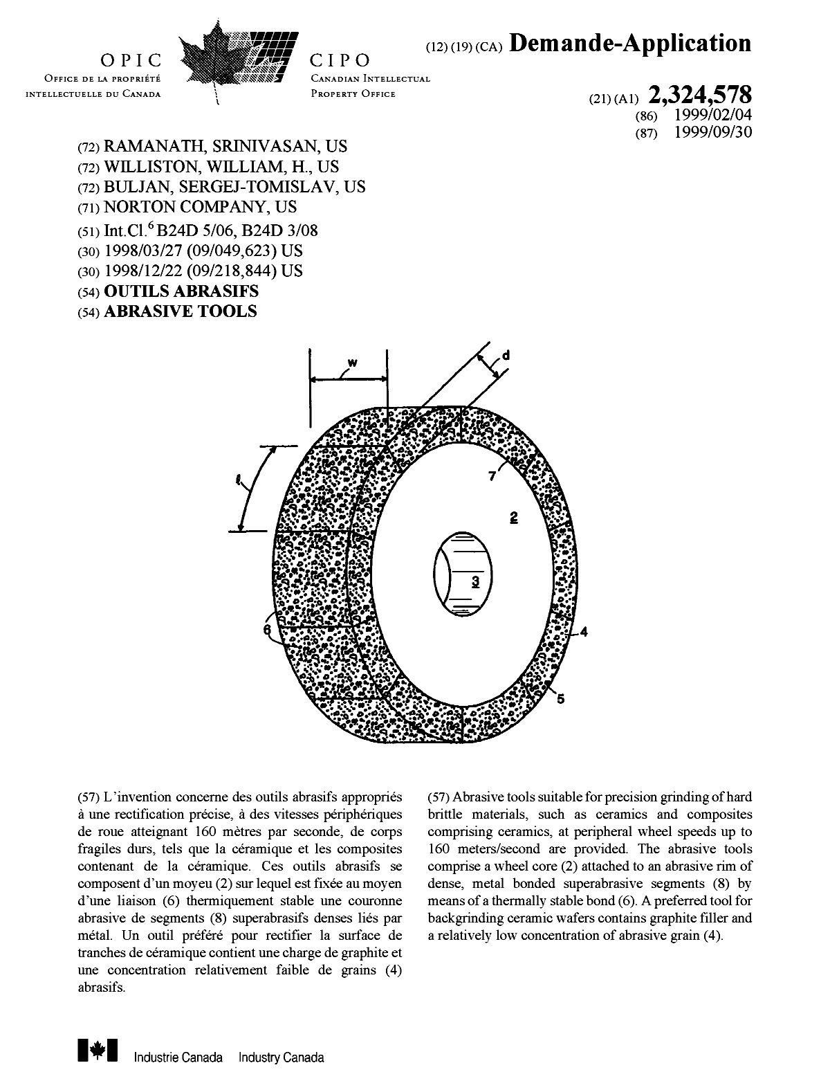 Canadian Patent Document 2324578. Cover Page 20010103. Image 1 of 1