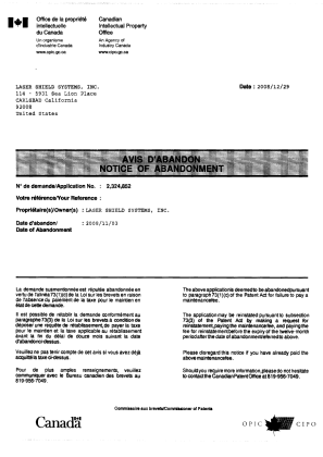 Document de brevet canadien 2324852. Correspondance 20071229. Image 1 de 2