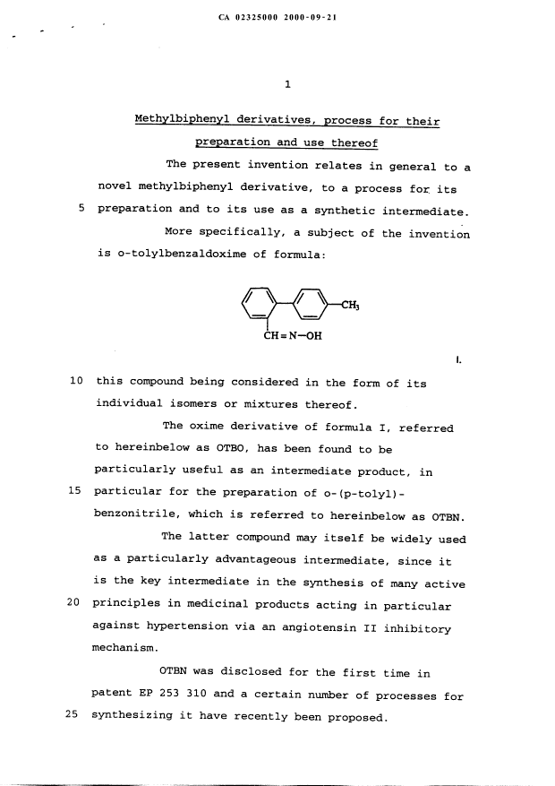 Document de brevet canadien 2325000. Description 20000921. Image 1 de 23