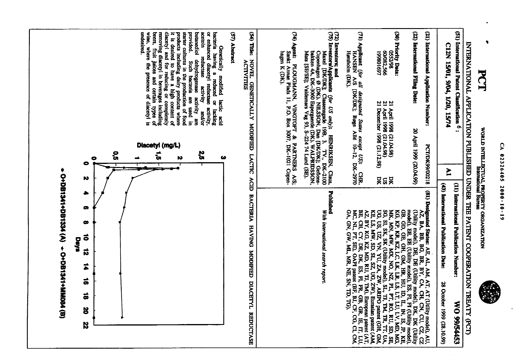 Canadian Patent Document 2326405. Abstract 19991219. Image 1 of 1