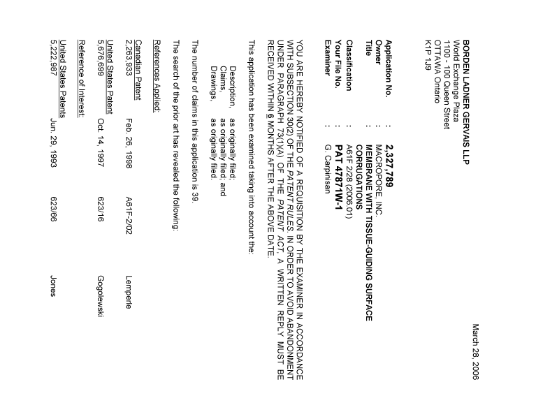 Document de brevet canadien 2327789. Poursuite-Amendment 20060328. Image 1 de 3