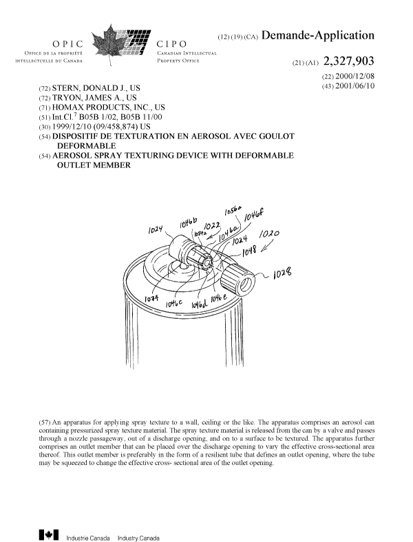 Canadian Patent Document 2327903. Cover Page 20001205. Image 1 of 1