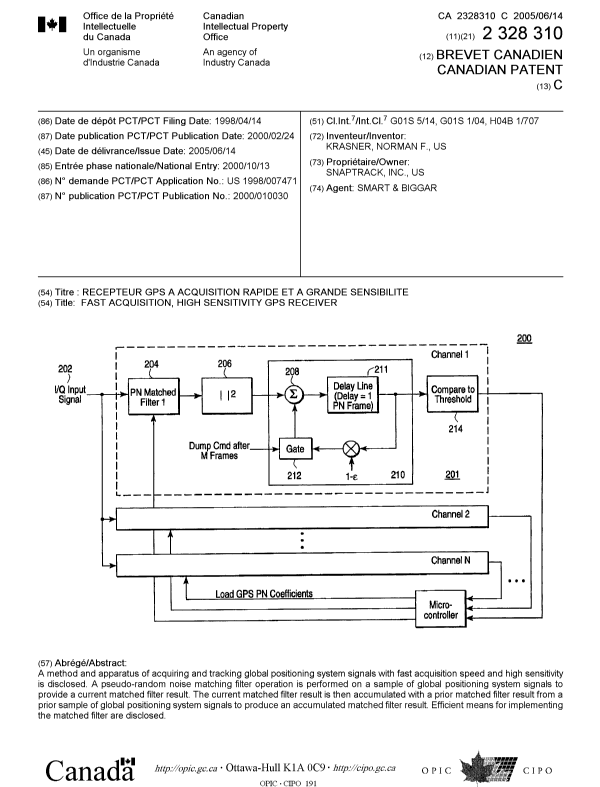 Canadian Patent Document 2328310. Cover Page 20041217. Image 1 of 1