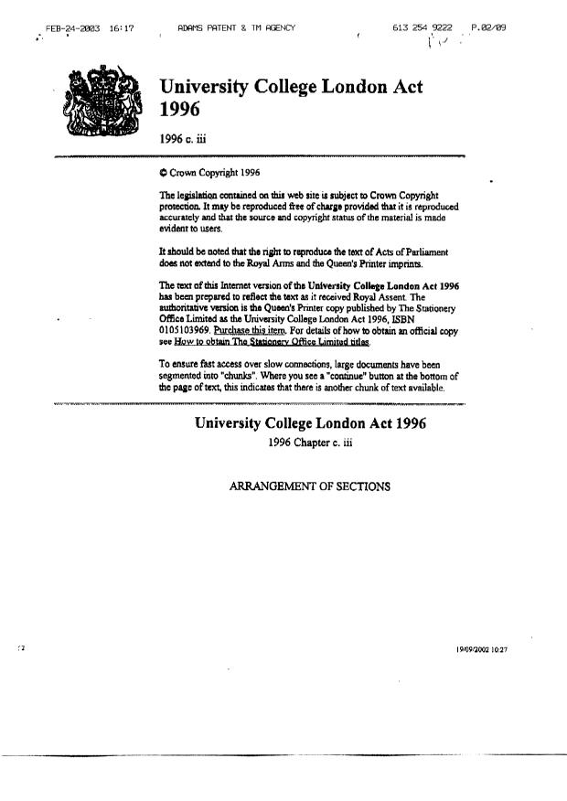 Document de brevet canadien 2328503. Cession 20030224. Image 2 de 9