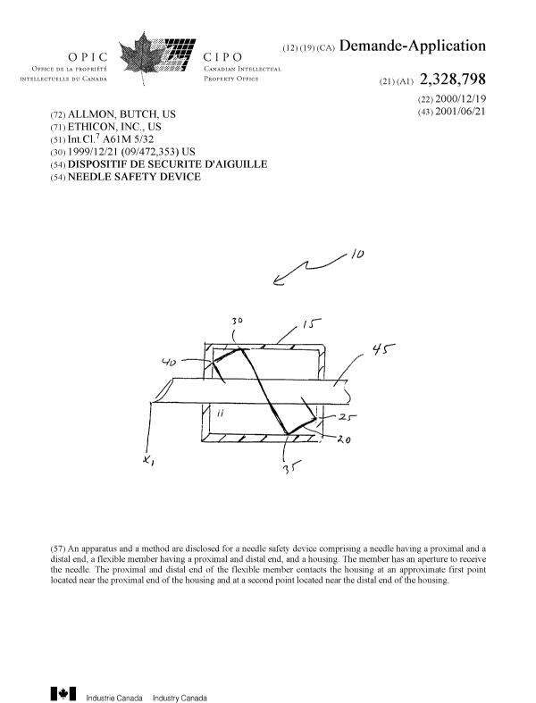 Document de brevet canadien 2328798. Page couverture 20010622. Image 1 de 1