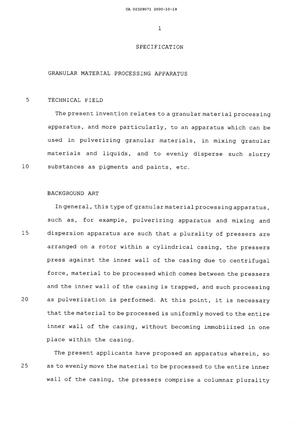 Canadian Patent Document 2329071. Description 20061211. Image 1 of 22