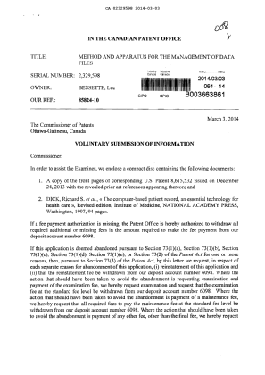 Canadian Patent Document 2329598. Prosecution-Amendment 20131203. Image 1 of 2