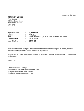 Canadian Patent Document 2331990. Correspondence 20021113. Image 1 of 1