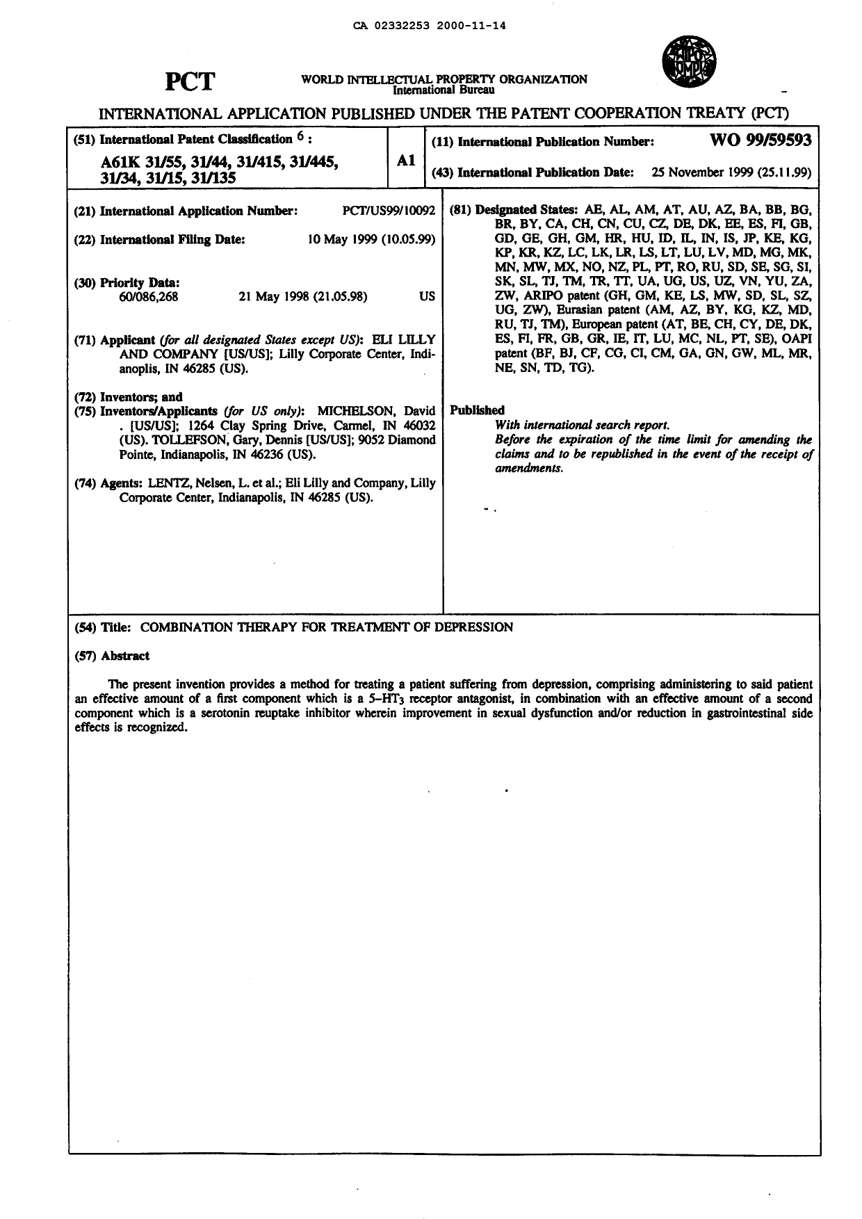 Canadian Patent Document 2332253. Abstract 20001114. Image 1 of 1