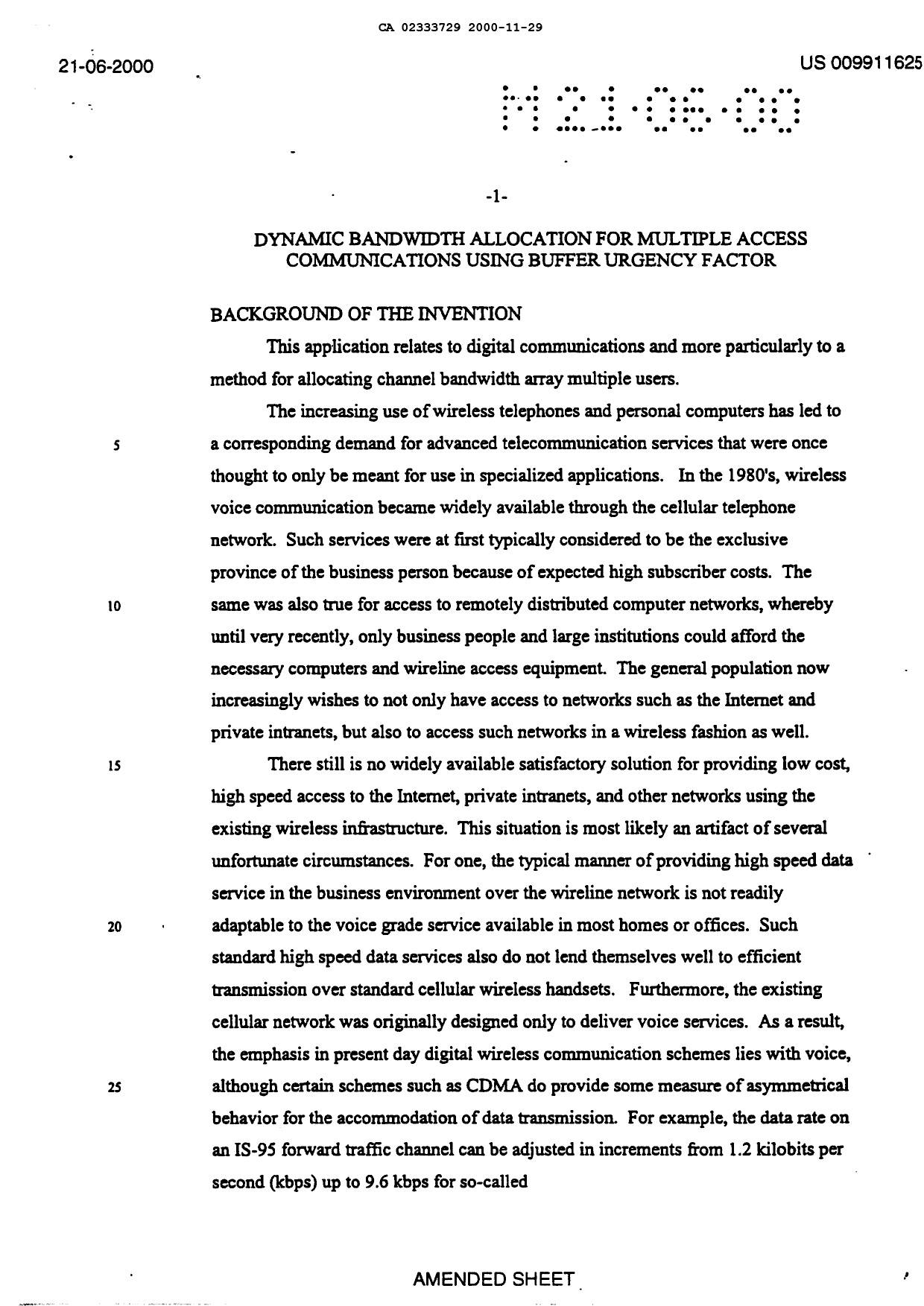 Canadian Patent Document 2333729. Description 19991229. Image 1 of 17