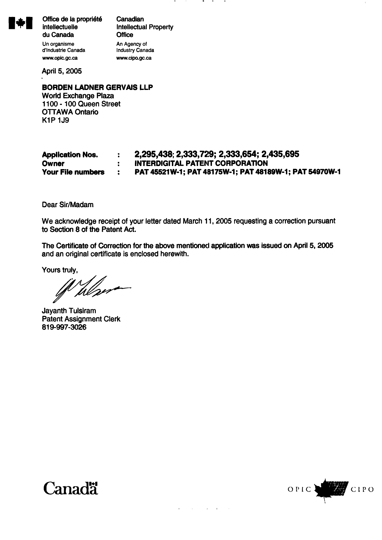 Document de brevet canadien 2333729. Poursuite-Amendment 20041205. Image 1 de 2