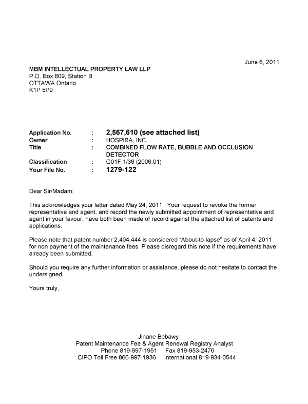 Canadian Patent Document 2334295. Correspondence 20110606. Image 1 of 1