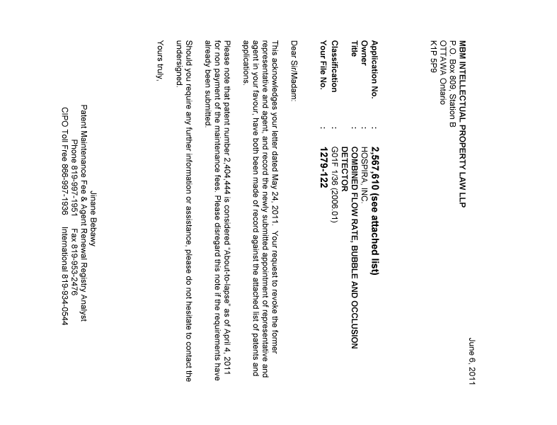 Canadian Patent Document 2334295. Correspondence 20110606. Image 1 of 1