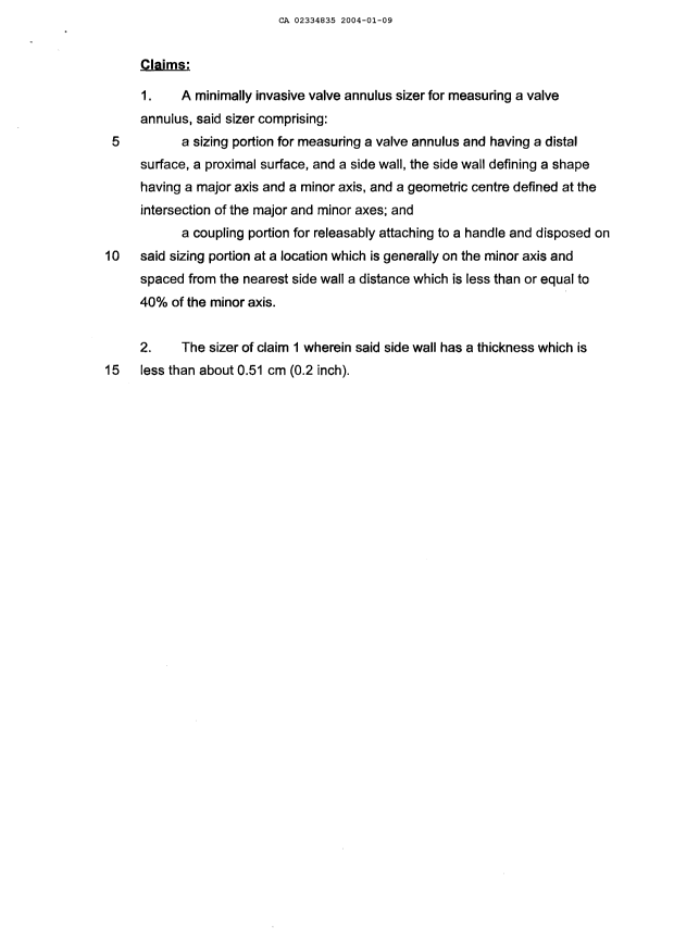 Document de brevet canadien 2334835. Revendications 20040109. Image 1 de 1