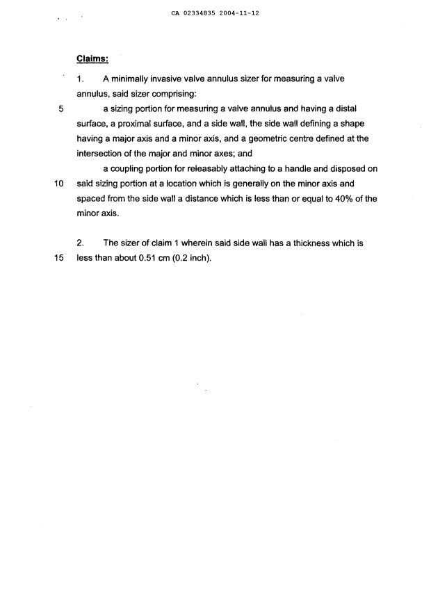 Document de brevet canadien 2334835. Revendications 20041112. Image 1 de 1