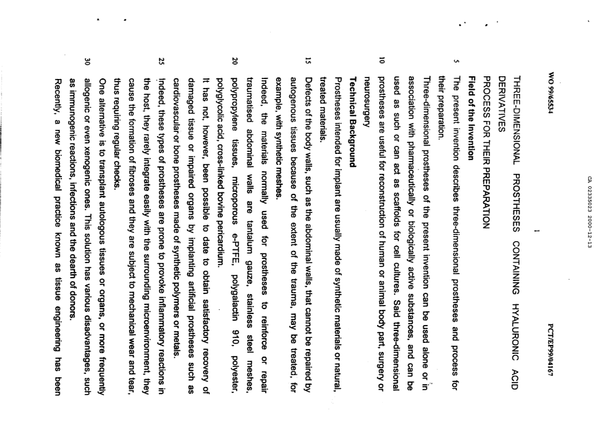Canadian Patent Document 2335023. Description 20001213. Image 1 of 14
