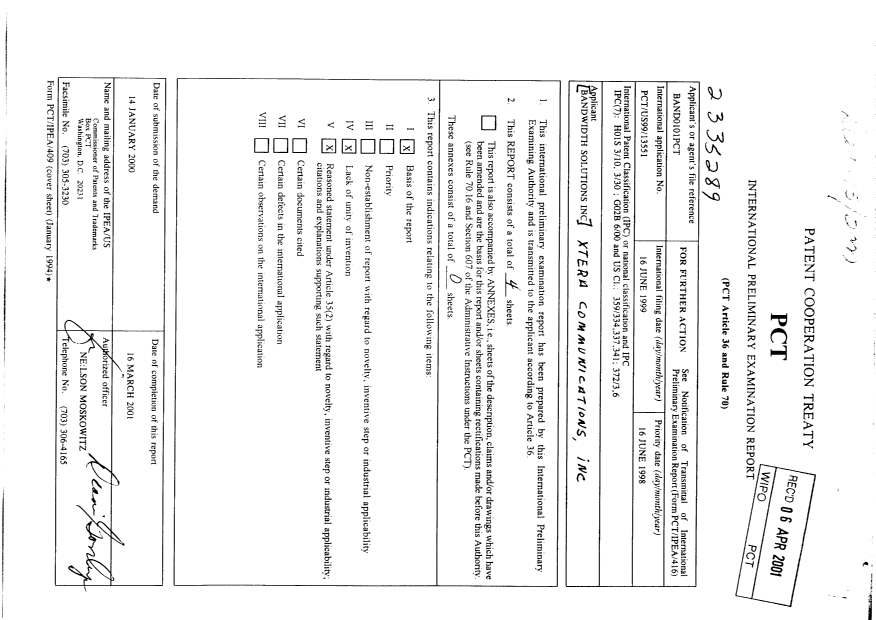 Document de brevet canadien 2335289. PCT 20001206. Image 1 de 4