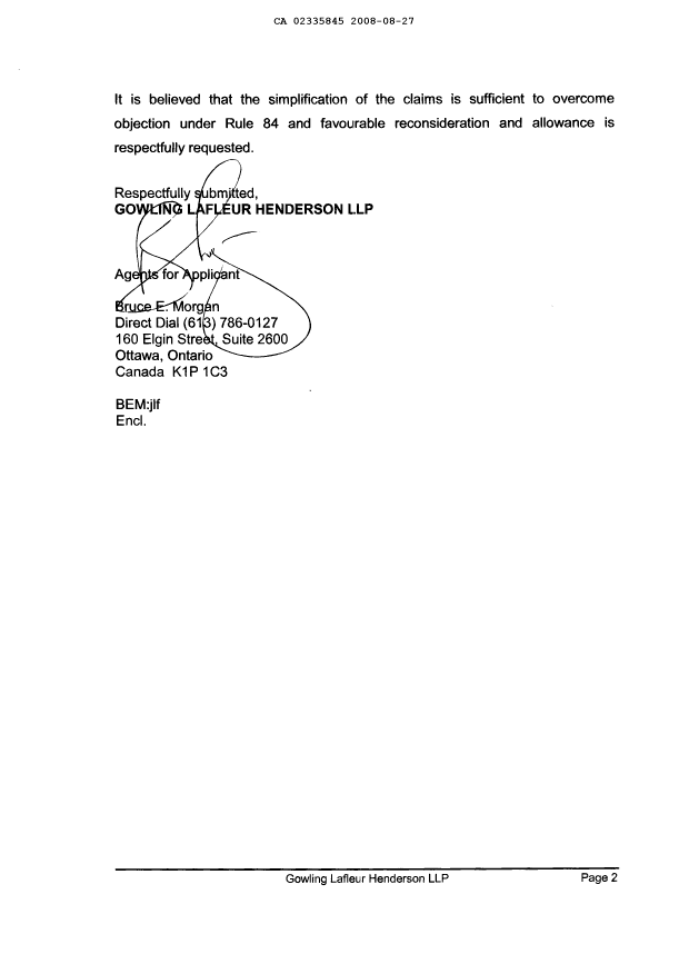 Canadian Patent Document 2335845. Prosecution-Amendment 20080827. Image 2 of 4