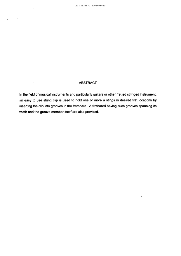 Document de brevet canadien 2335870. Abrégé 20030123. Image 1 de 1